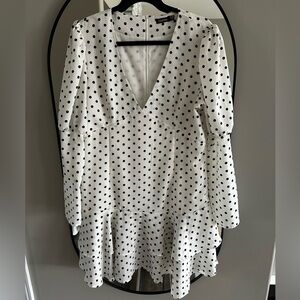 Puffed Sleeve Flounced Polka Dot Dress
